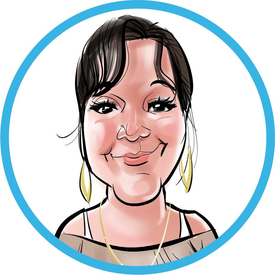 RacDinaMitchell Lori Allen caricature headshot